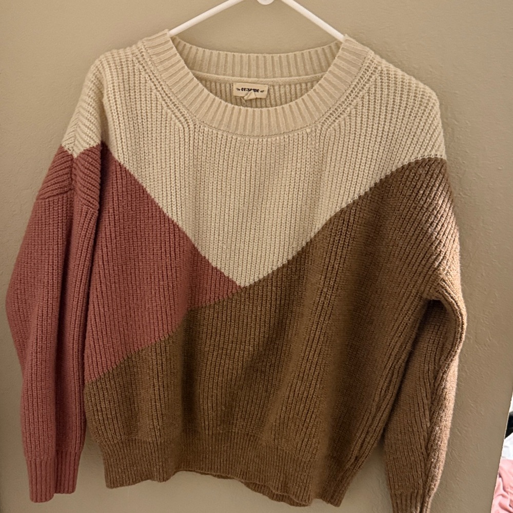Eesome Colorblock Sweater in Cream, Rose, and Taupe
